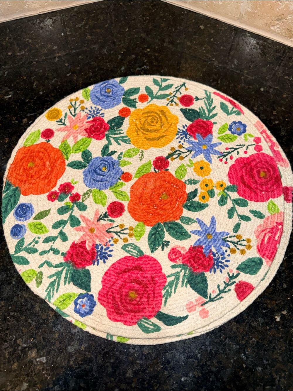 Set of 4 Round Floral placemats - Bright Multicolor